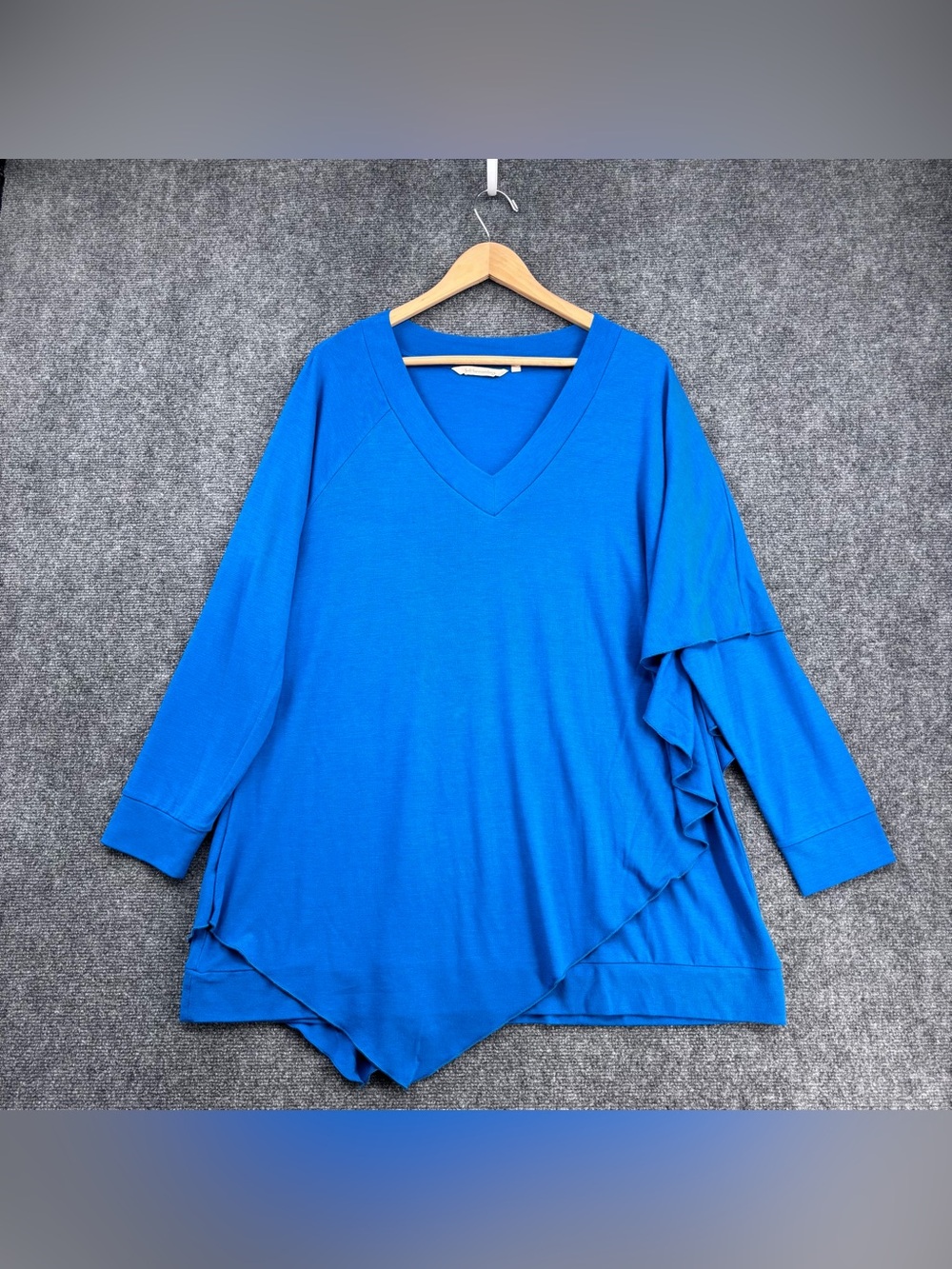 Soft Surroundings Mykonos Blue Madeline Drapey Tunic Top V Neck Women’s Plus 1X